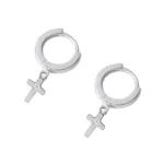 brincos argola click crucifixo