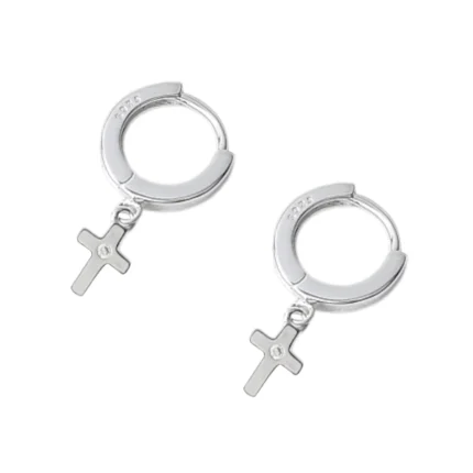 brincos argola click crucifixo