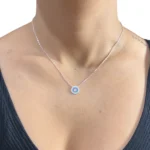 colar cadeado olho grego zirconias azuis modelo