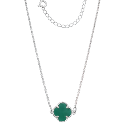 colar trevo verde 40cm