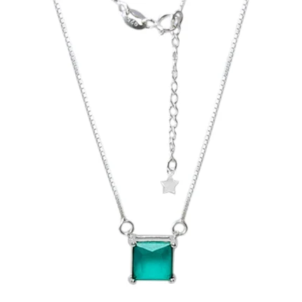 colar veneziana com pingente pedra verde