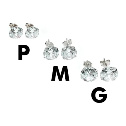 brincos de prata ponto de luz p m e g